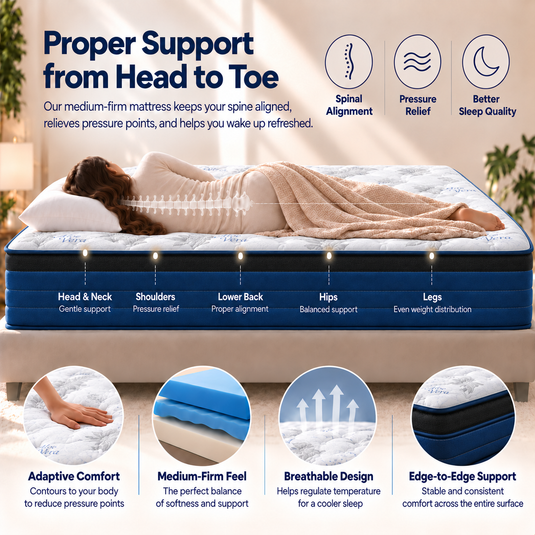 ViscoLogic Made in Canada Hybrid Pocket Coil Mattress in a Box, Euro Top Blue/Black