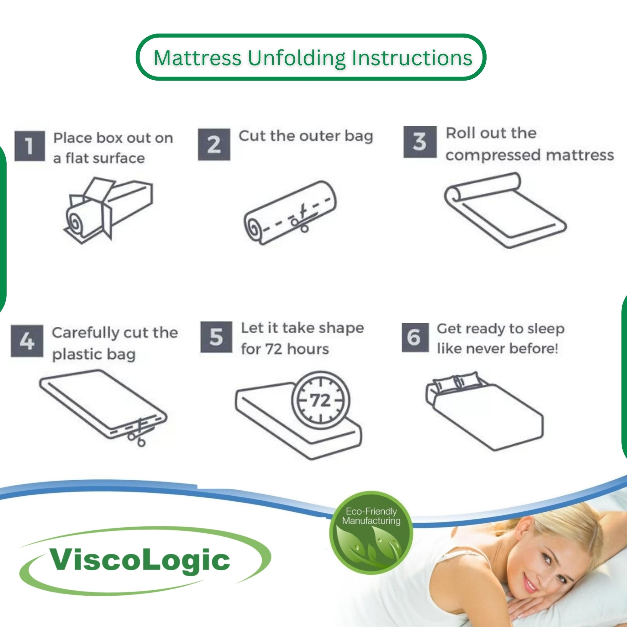 ViscoLogic Elite Memory Foam Mattress with Soft Bamboo Feel Cover, Pressure Relieving Comfort, CertiPUR-US® Certified Foam