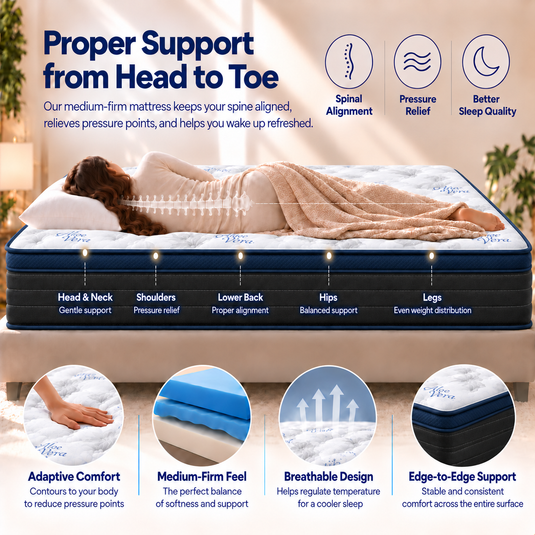 ViscoLogic Made in Canada Hybrid Pocket Coil Mattress in a Box Euro Top Black/Blue