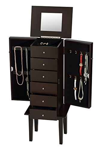 ViscoLogic Jewelry Armoire With Flip-Top Mirror
