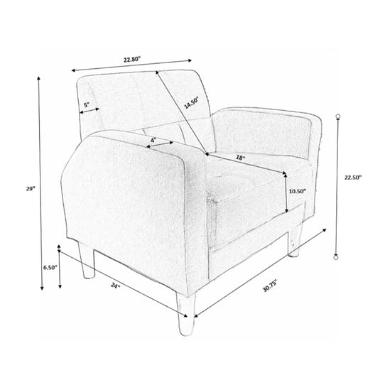 ViscoLogic Mid-Century Modern Loveseat Sofa/Couch, Loveseats, Chair Suitable for Small Spaces (Chair - Brown)