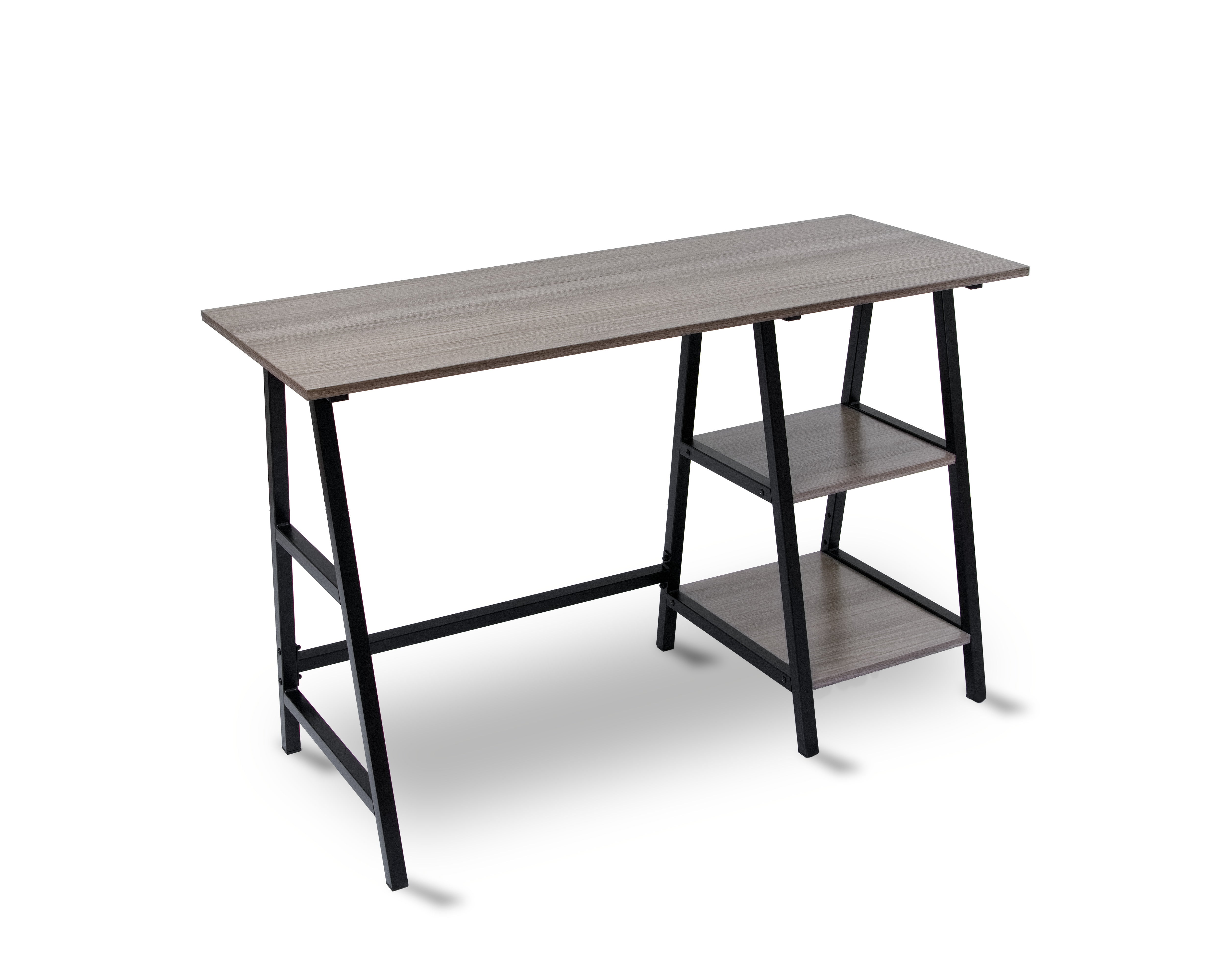 ZfLogic OFFICE SPACE Home Office Table Computer Desk with 2 Shelves (Smoke grey)