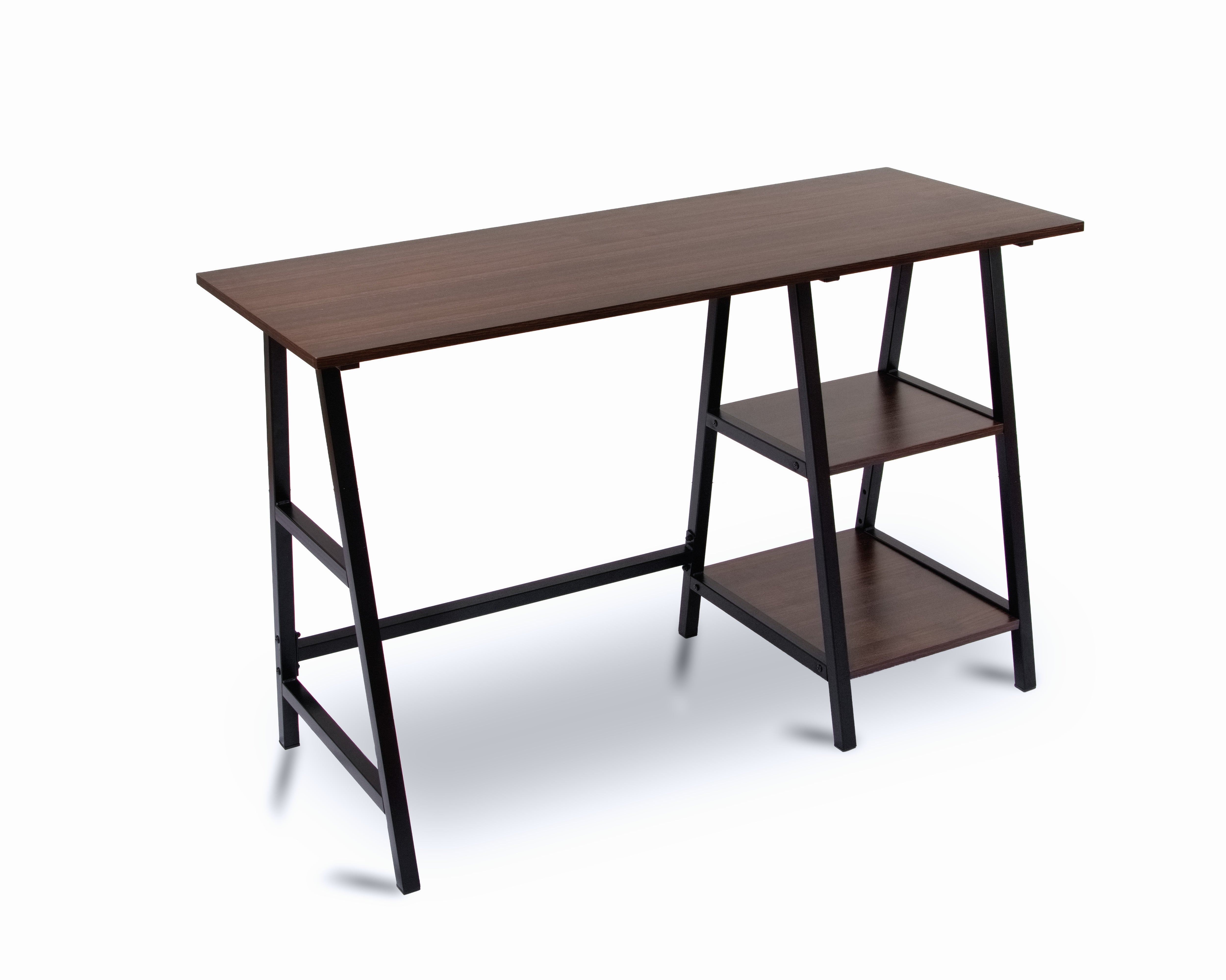 ZfLogic OFFICE SPACE Home Office Table Computer Desk with 2 Shelves (Dark Brown)