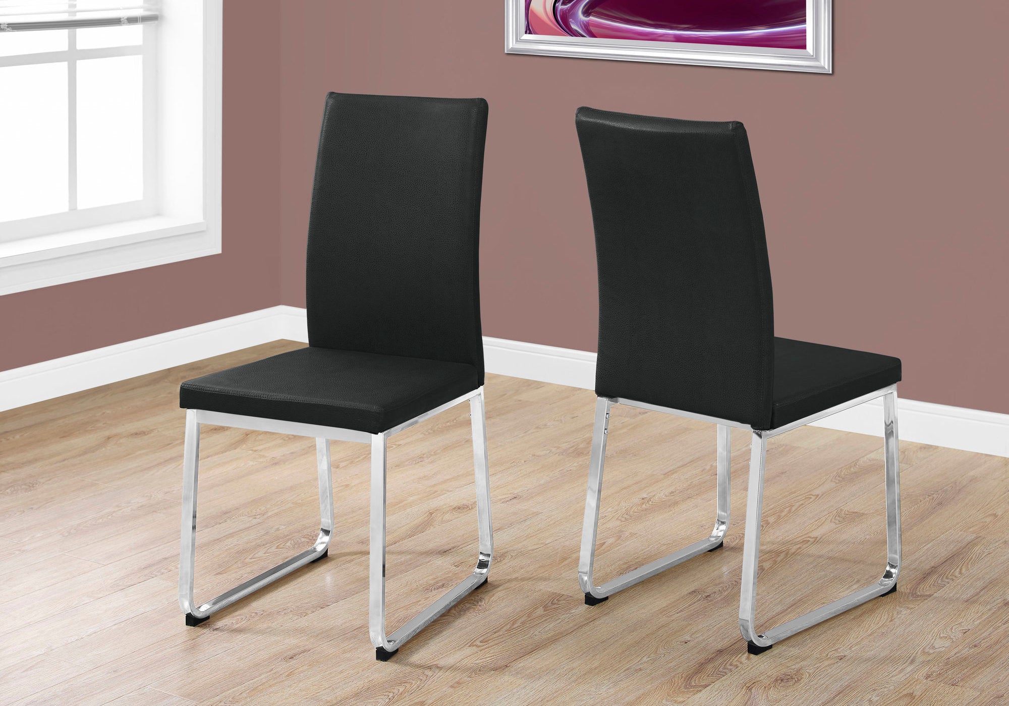 Mclenagan Modern Dining Chair With Chrome Finish Legs (Set of 2 - Black)