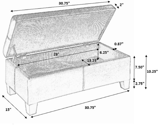 ViscoLogic Flip Lift Top Faux Leather Rectangular Ottoman (Storage and Seating) Brown