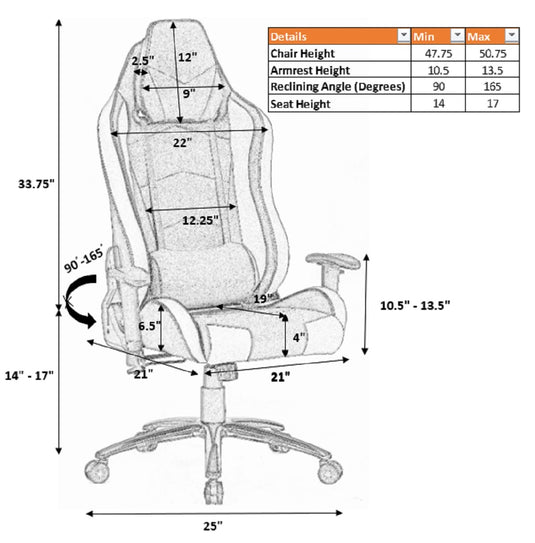 ViscoLogic TIGUAR High Back Sports Style Extra Padded Headrest Ergonomic Swivel Home Office Computer Gaming Chair
