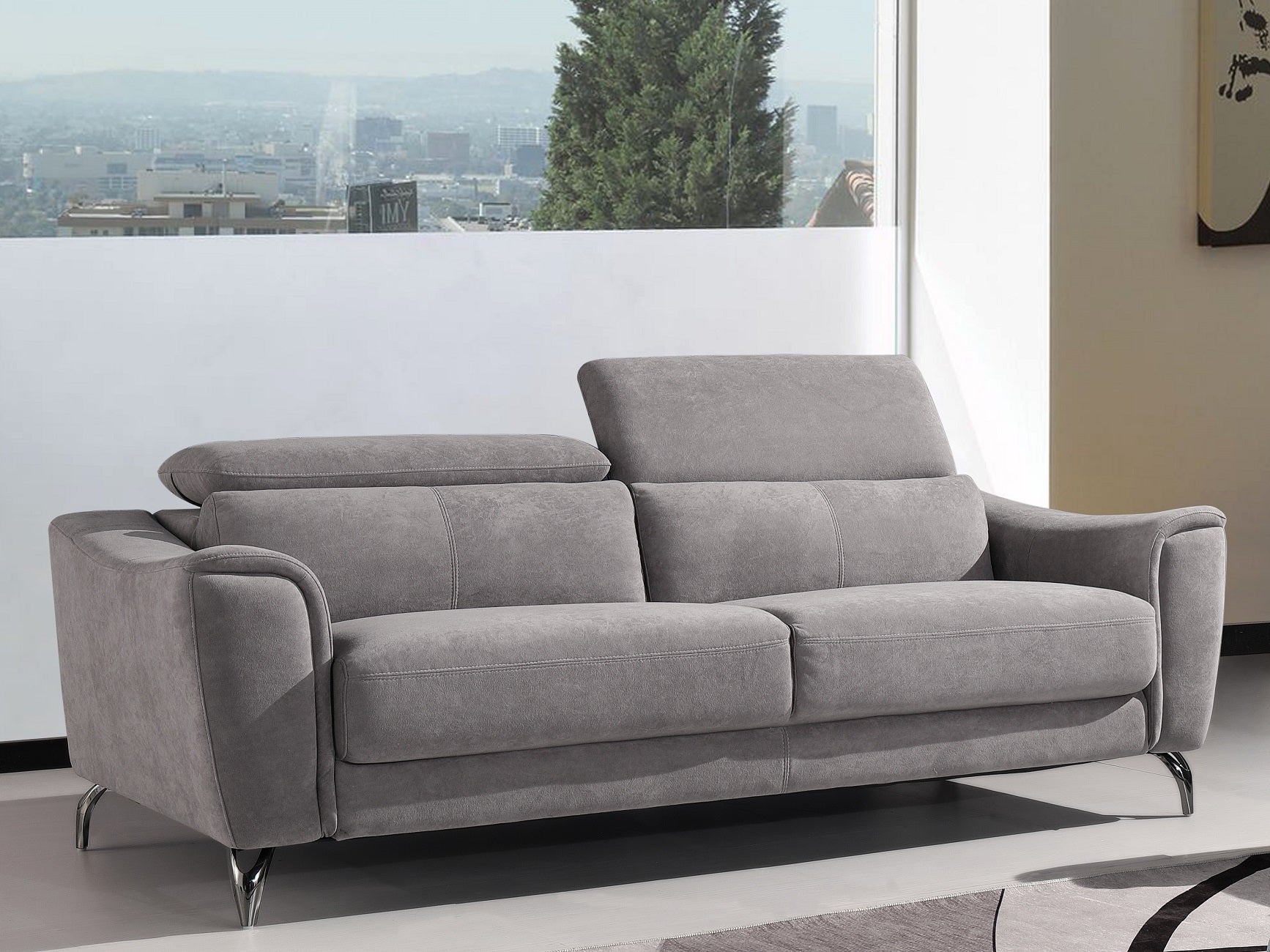 ViscoLogic LANCASTER Luxury Fabric Living Room 3-Seater Sofa/ Couch, Loveseat & Arm Chair (Grey) (FOR GTA ONLY)