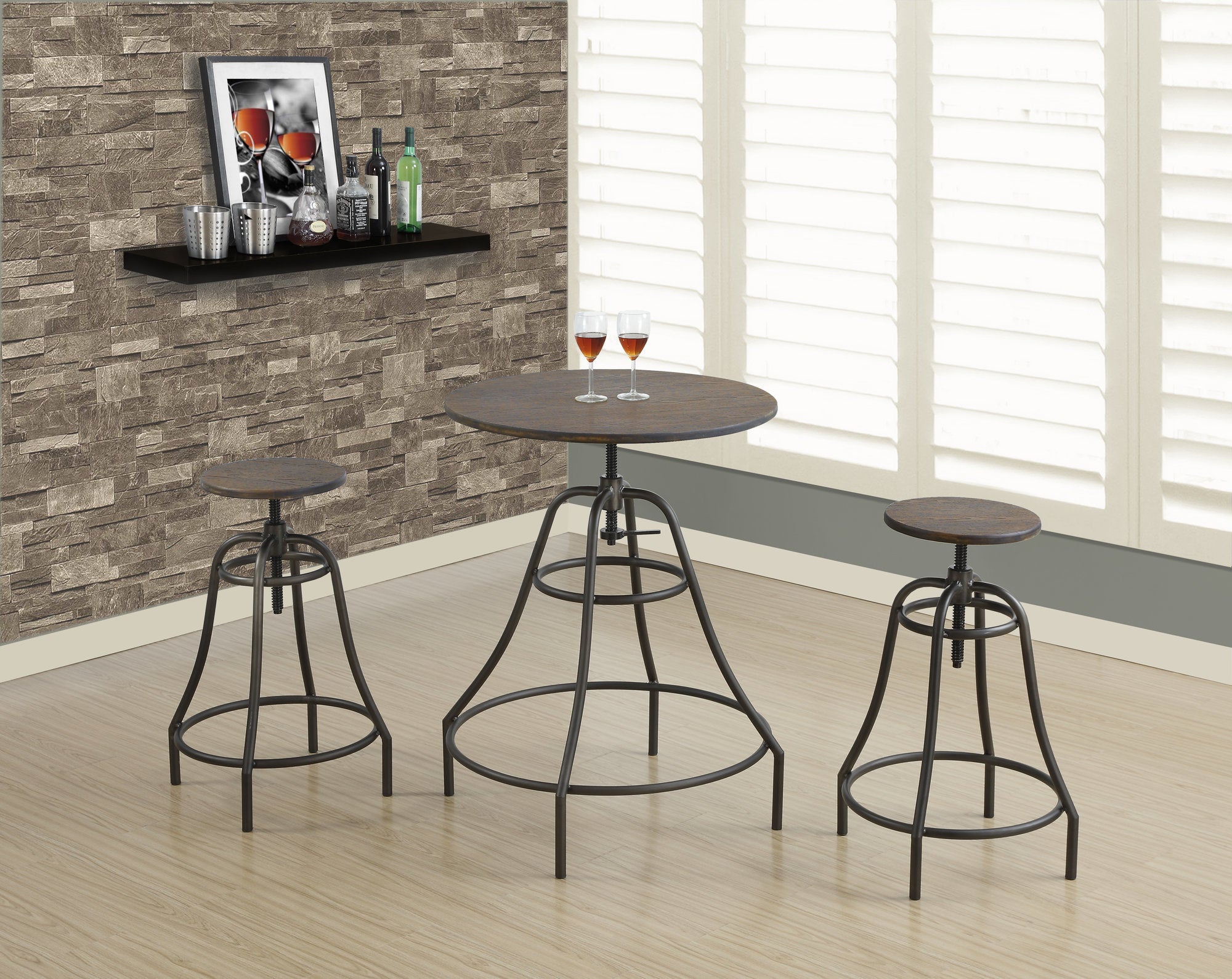 Unique And Stylish Adjustable Height Dining 3 Pcs Set (Brown)