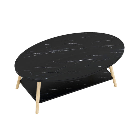 ViscoLogic IMPERIAL Mid-Century 2- Tier Coffee Table For Living Room, Bedroom (Dark Walnut)