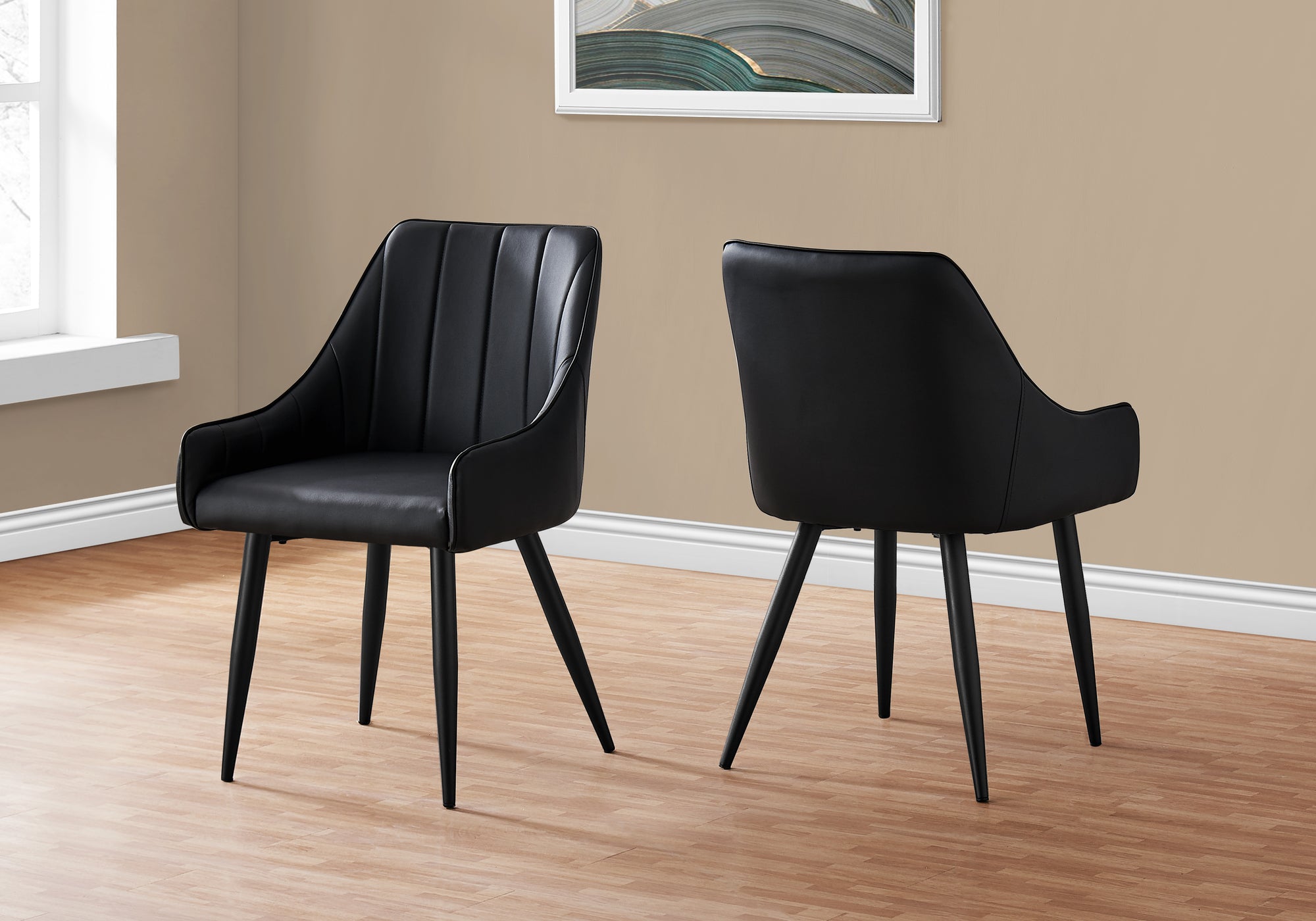 Mullan Luxury Low-Arm Dining Chair With Chrome Finished Legs (Set of 2 - Black)