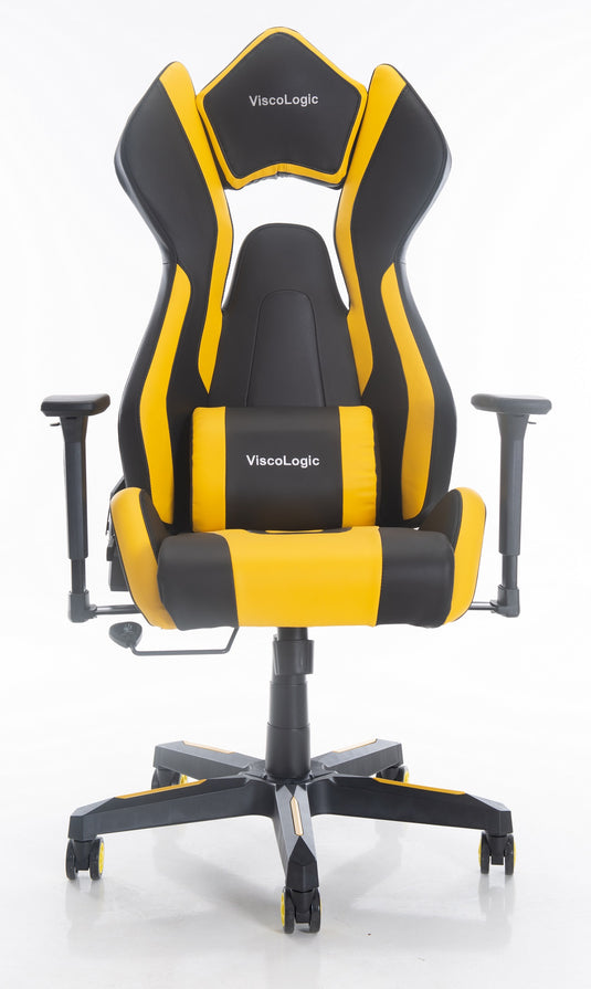 ViscoLogic Cayenne M3 Ergonomic High-Back, 2D Armrest, Reclining Sports Styled Home OfficePC Racing Gaming Chair (Black & Yellow)
