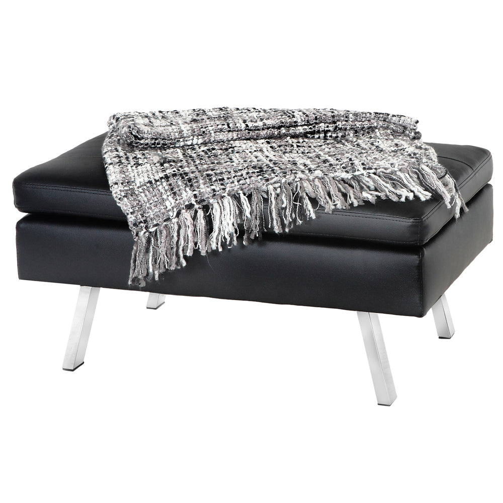 ViscoLogic Megan Leatherette Sectional Futon Sofa or Ottoman or Reversible Chaise (Black)