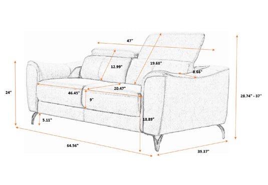 ViscoLogic LANCASTER Luxury Fabric Living Room 3-Seater Sofa/ Couch, Loveseat & Arm Chair (Grey) (FOR GTA ONLY)