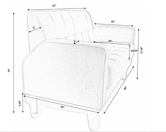 ViscoLogic Mid-Century Modern Loveseat Sofa/Couch, Loveseats, Chair Suitable for Small Spaces (Grey)