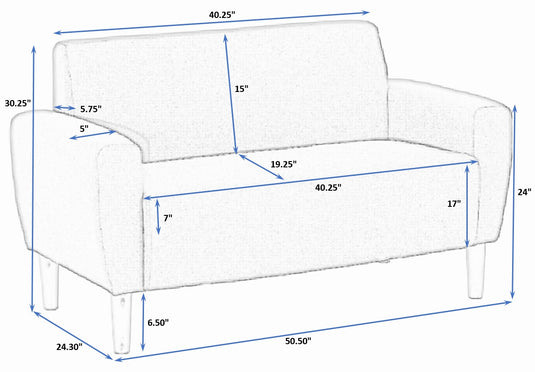 ViscoLogic Mid-Century Modern Loveseat Sofa/Couch, Loveseats, Chair Suitable for Small Spaces (Grey)