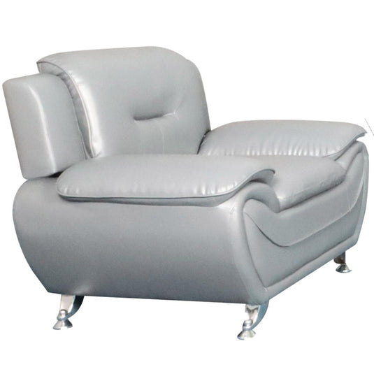 ViscoLogic Paradise Pillow Top Premium Faux Leather Sofa, Couch For Home Office Living Room (Grey)