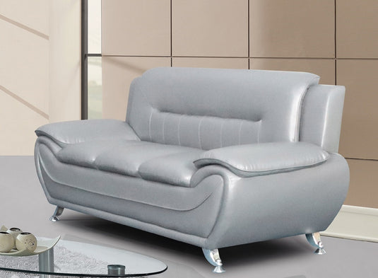 ViscoLogic Paradise Pillow Top Premium Faux Leather Sofa, Couch For Home Office Living Room (Grey)