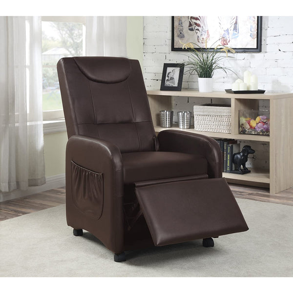 ViscoLogic Folding Gaming Faux Leather Manual Reclining Living Room Chaise Sofa Recliner Chair Brown