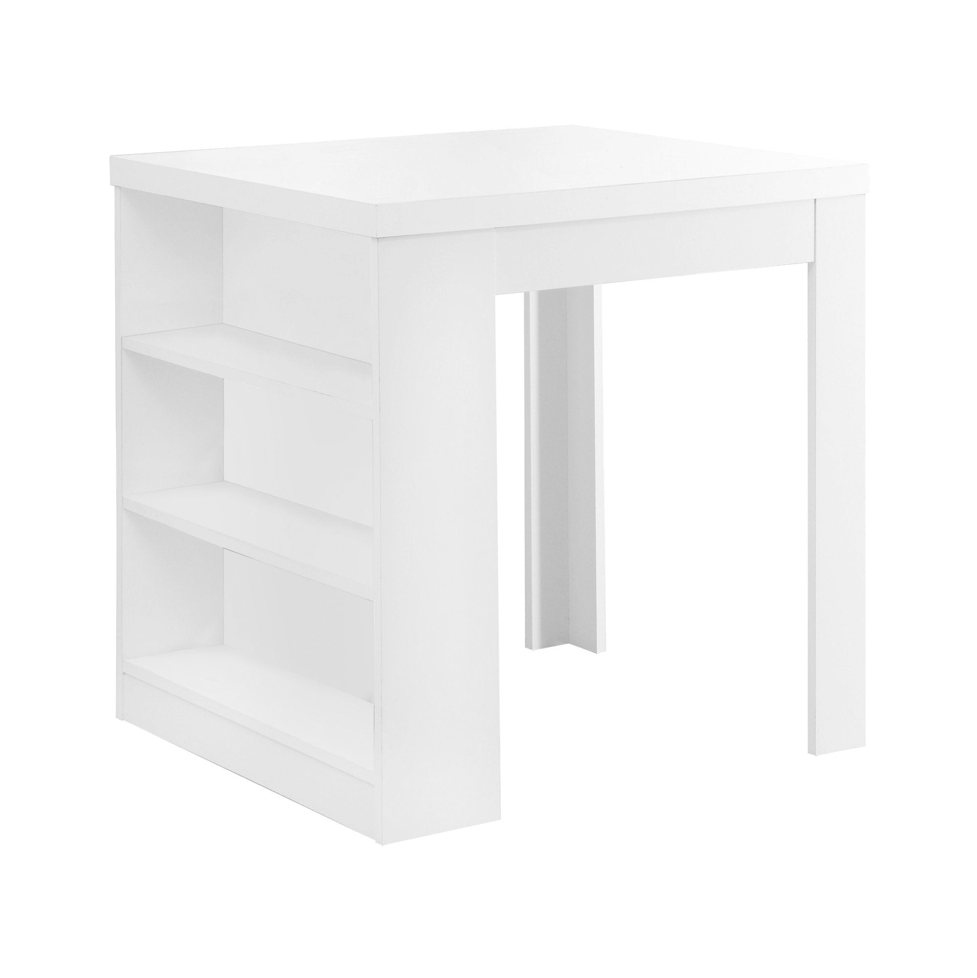 Square Counter Height Dining Table With Additional Storage Shelf (White)