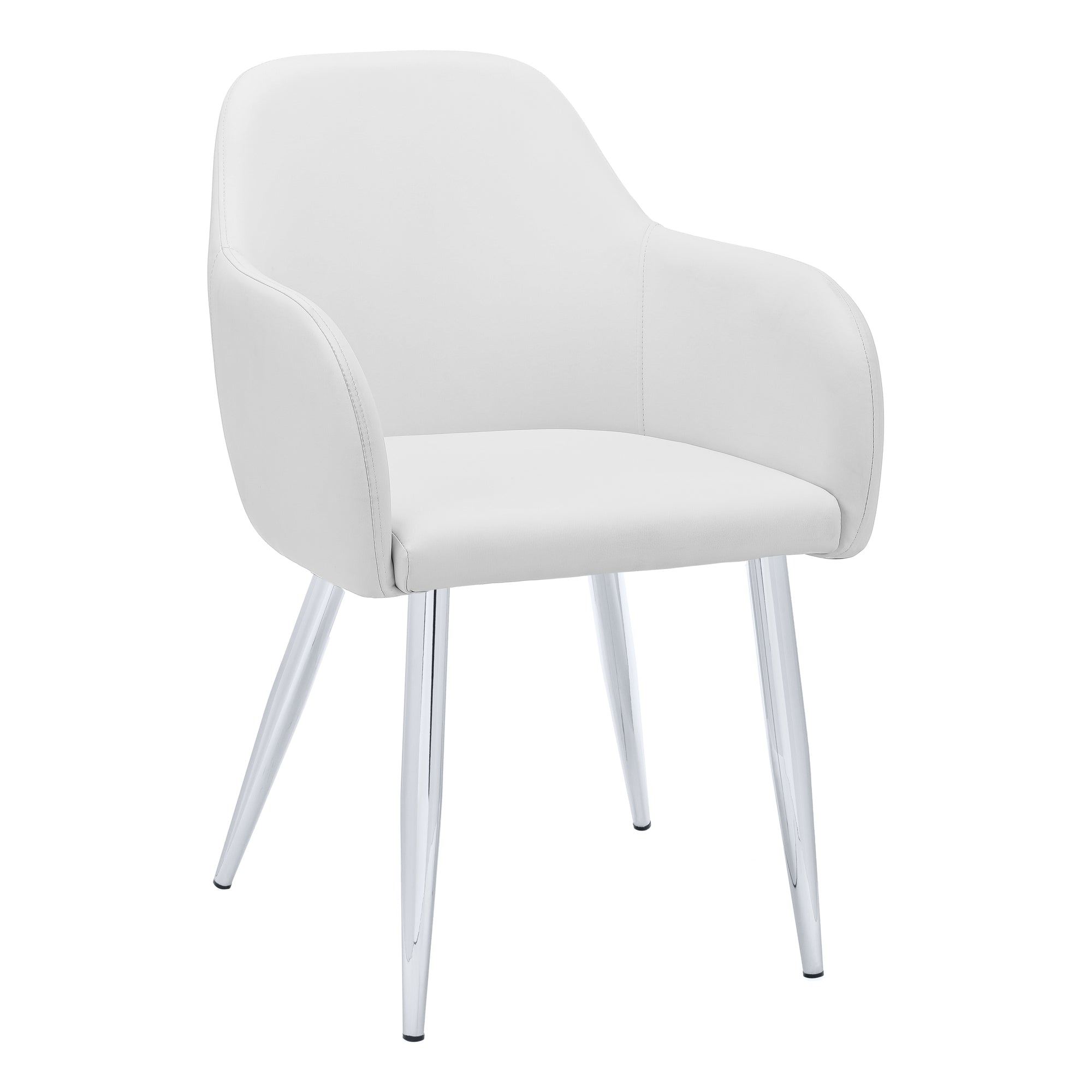 Mullan Luxury High-Arm Dining Chair With Chrome Finished Legs (Set of 2 - White)