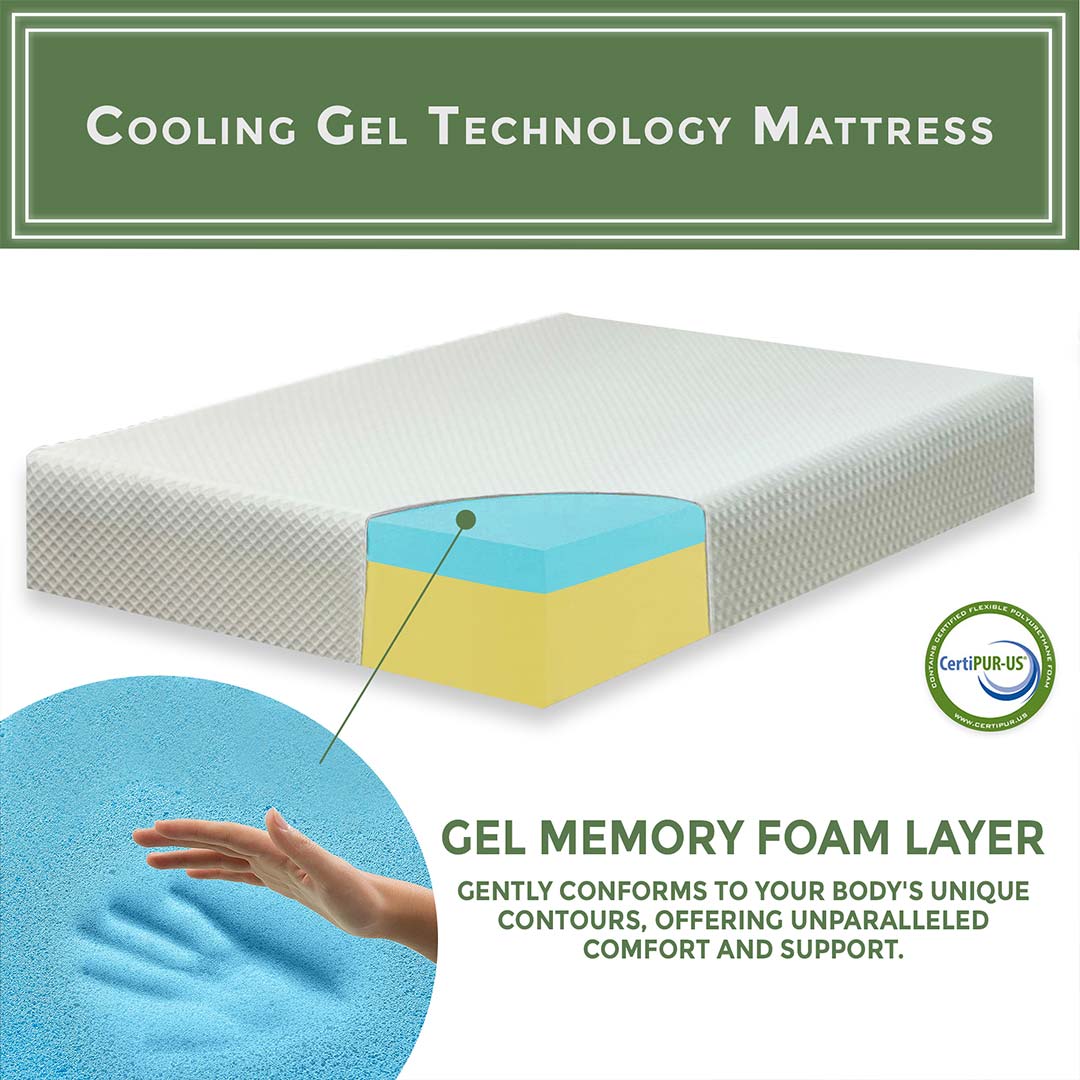 ViscoLogic DREAM 9 Inch Cool Gel Memory Foam Pressure Relieving Mattress, CertiPUR-US® Certified Foam