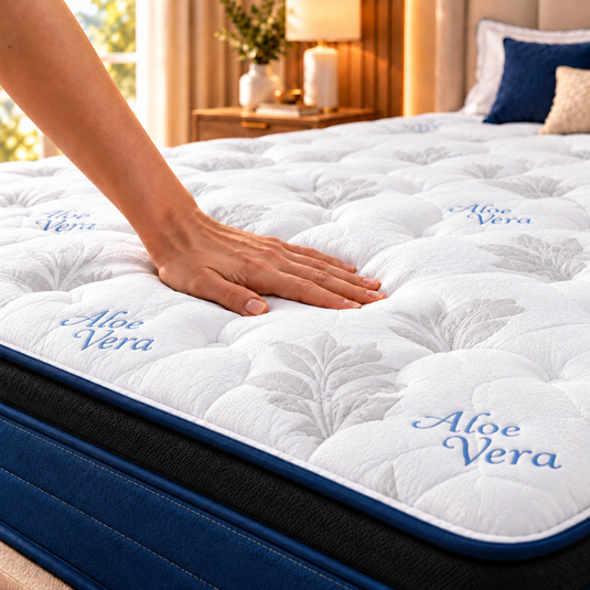 ViscoLogic Made in Canada Hybrid Pocket Coil Mattress in a Box, Euro Top Blue/Black
