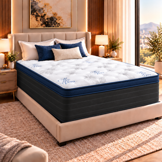 ViscoLogic Made in Canada Hybrid Pocket Coil Mattress in a Box Euro Top Black/Blue