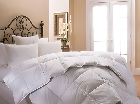 ViscoLogic Comforter Duvet Insert White - Quilted Comforter with Corner Tabs - Feather and White Duck Down Mix Fill, Box Stitched