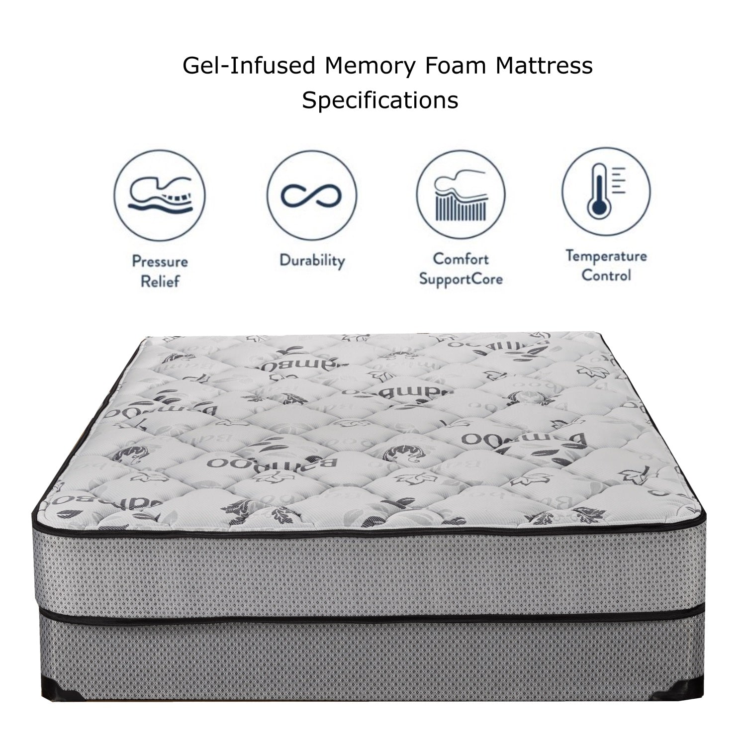 ViscoLogic 8 Inch Metal Box Spring with 8 Inch Medium Firm Cooling Gel Memory Foam Mattress With Mattress Protector and Brown Bedsheet(Queen)