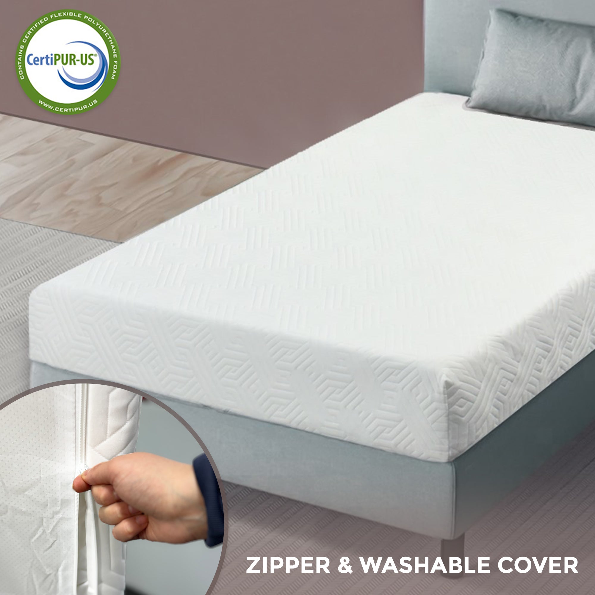 ViscoLogic HarmonyNap Tight-Top Medium Firm High Density Foam Mattress, 10 Inch