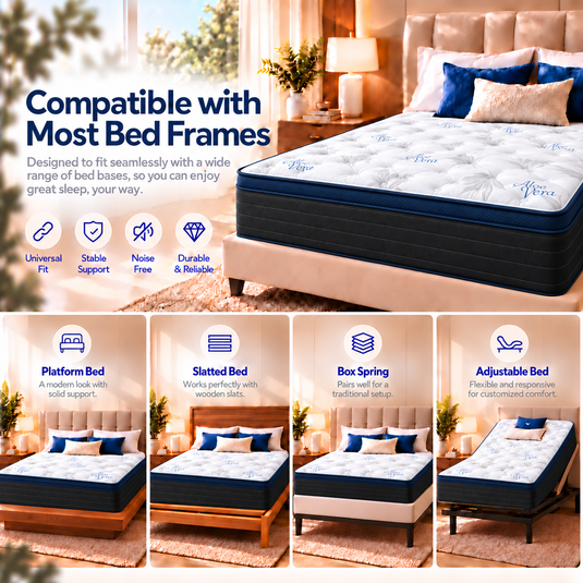 ViscoLogic Made in Canada Hybrid Pocket Coil Mattress in a Box Euro Top Black/Blue