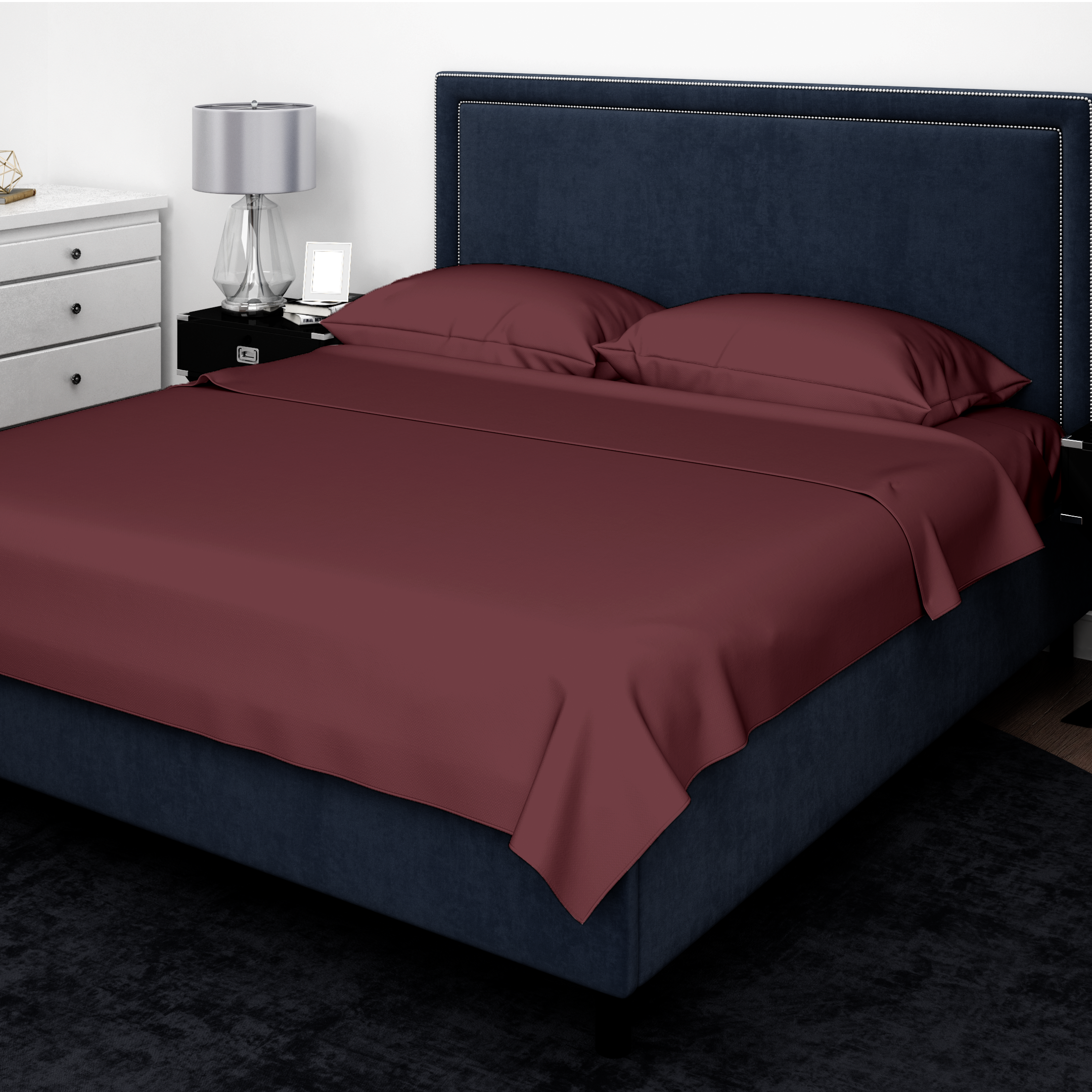 ViscoLogic Egyptian Comfort Bed Sheets - Burgundy - Twin