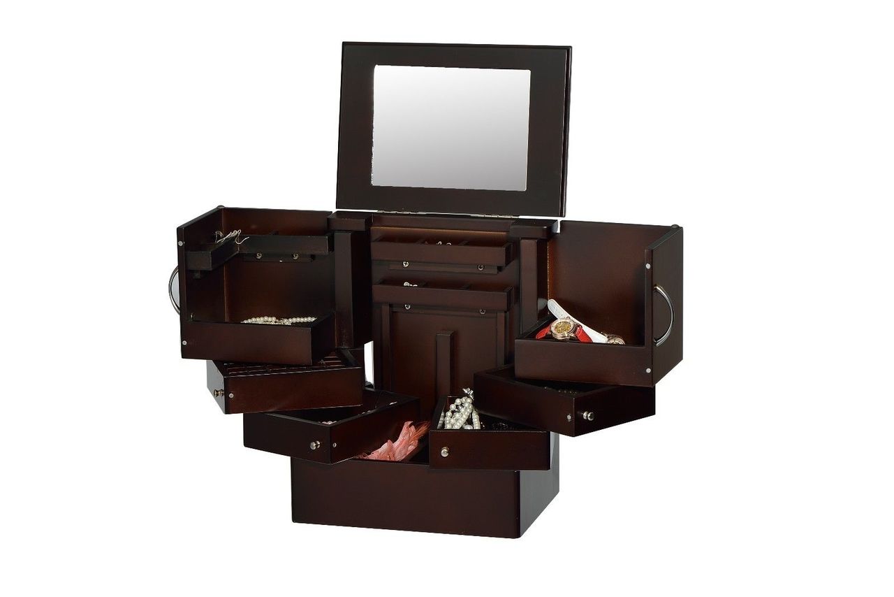 ViscoLogic Union Opening Table Top Beauty Jewelry Box Brown