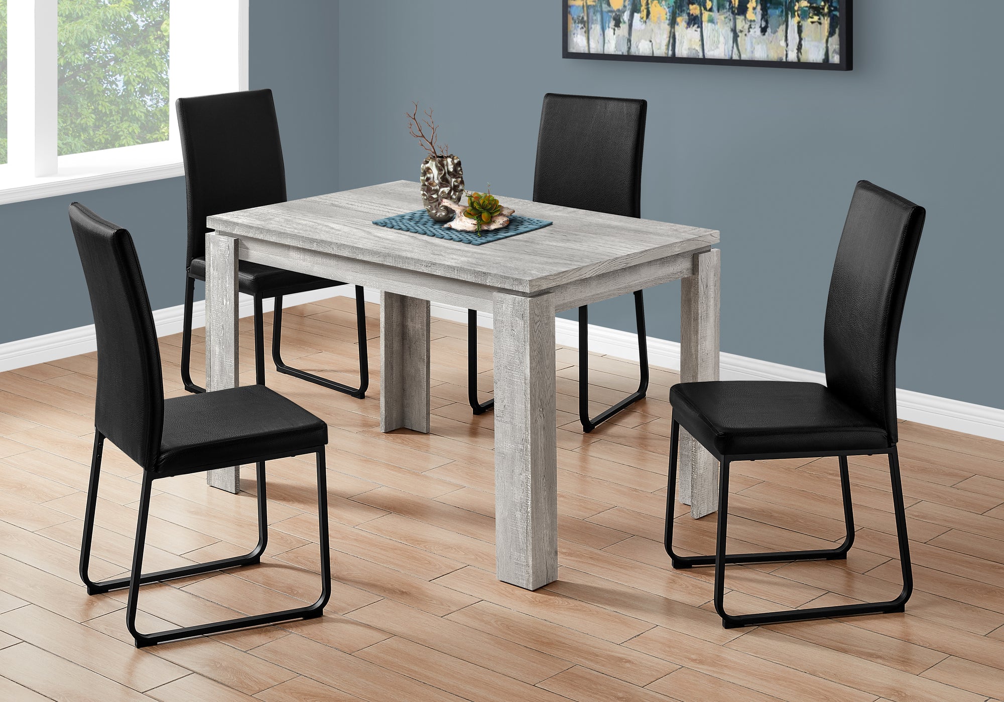 Wooden Heavy-Duty Reclaimed Wood-Look 32" x 48" Dining Table (Grey)