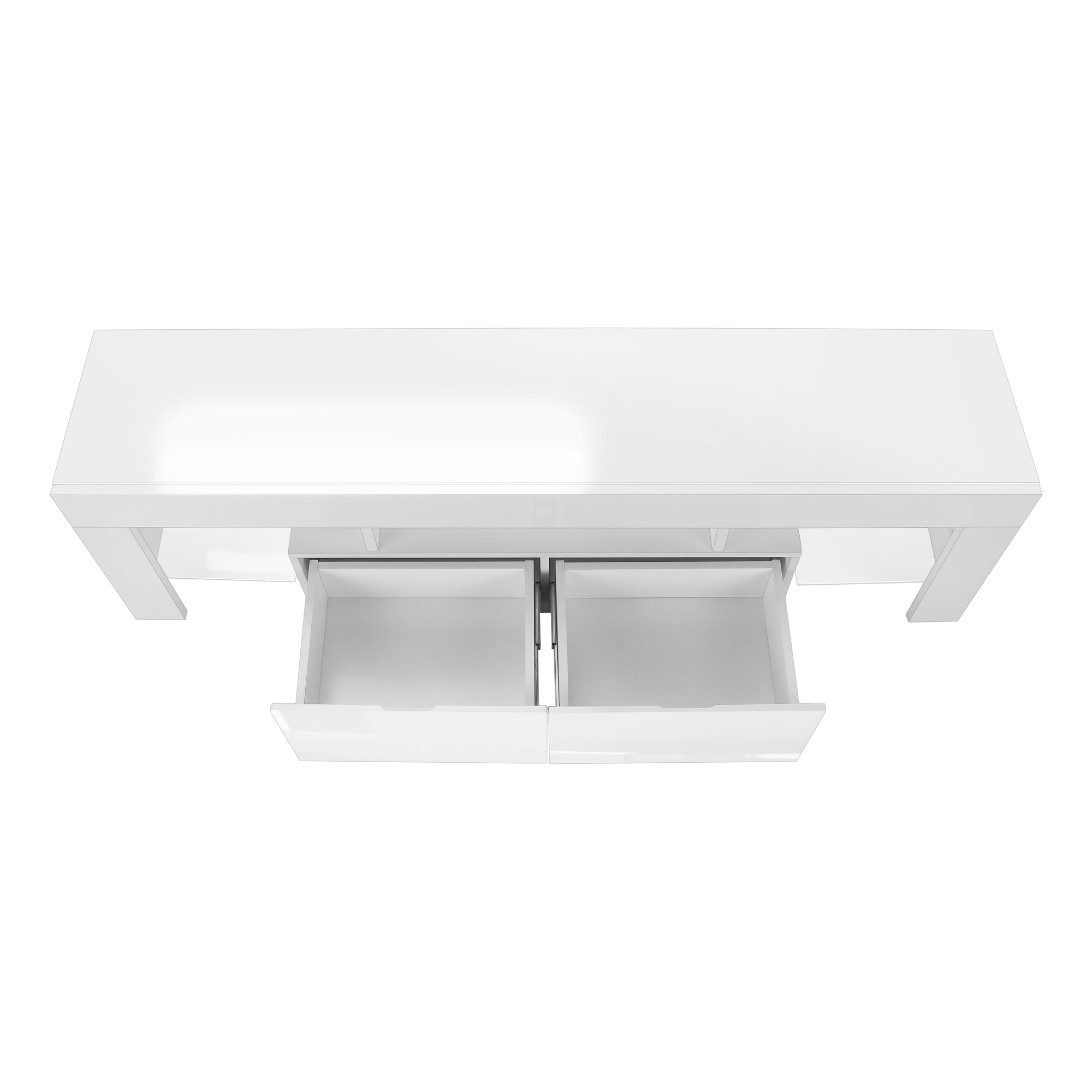 TV Stand - 63"L / High Glossy White With Tempered Glass
