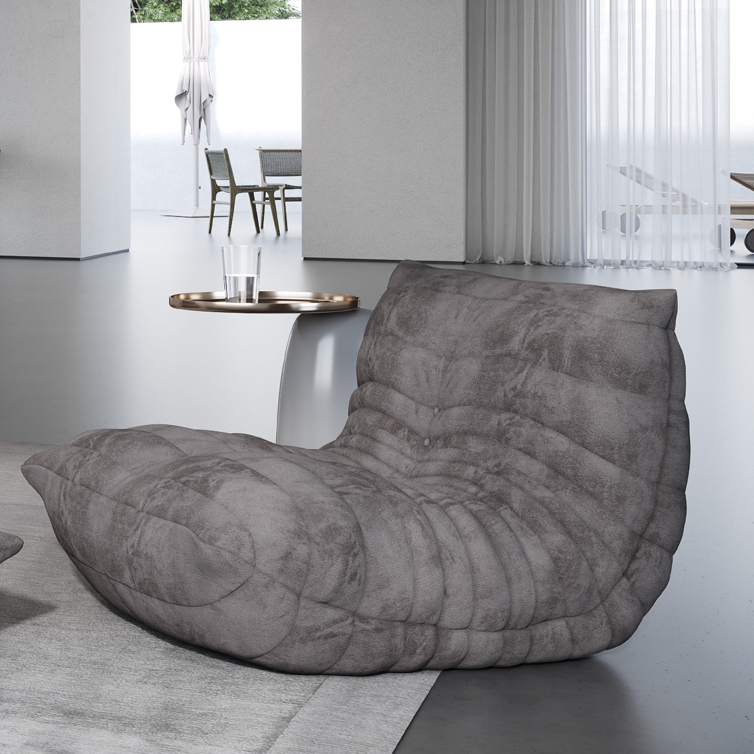 JannahStudios THEODORA contemporary ergonomic quilted luxury living room sofa, Loveseat, Arm Chair and Ottoman (Grey)