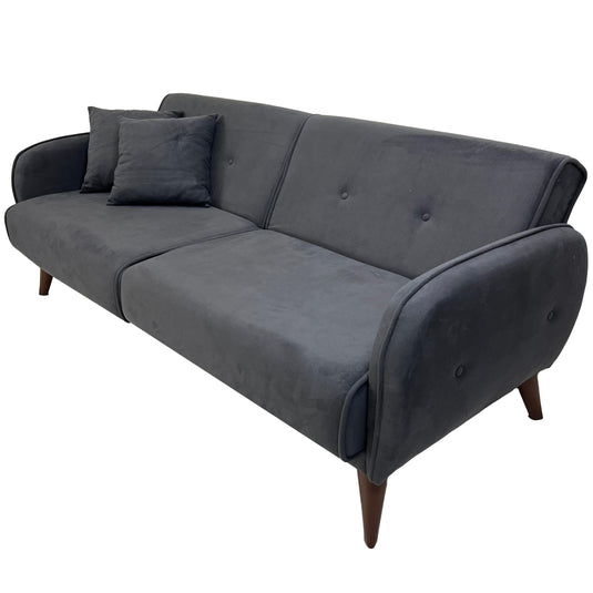 ViscoLogic SOFA2GO Velvet Convertible Sleeper Sofa/Sofa Bed 3-Seater(Grey)