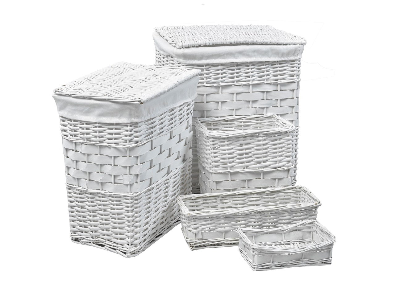 Willow Basket ViscoLogic Willow Wicker Basket (Set of 5 Baskets) Ivory White