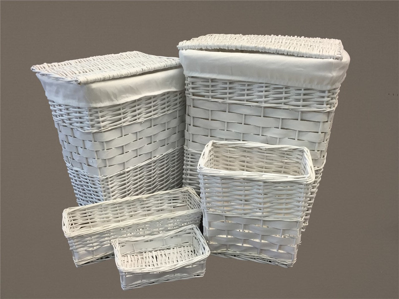 Willow Basket ViscoLogic Willow Wicker Basket (Set of 5 Baskets) Ivory White