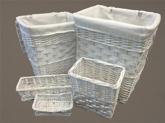 Willow Basket ViscoLogic Willow Wicker Basket (Set of 5 Baskets) Ivory White