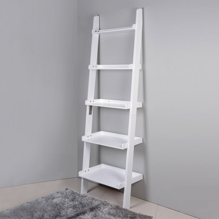 ViscoLogic Bookshelf - Ladder Style - 5 Tier - White