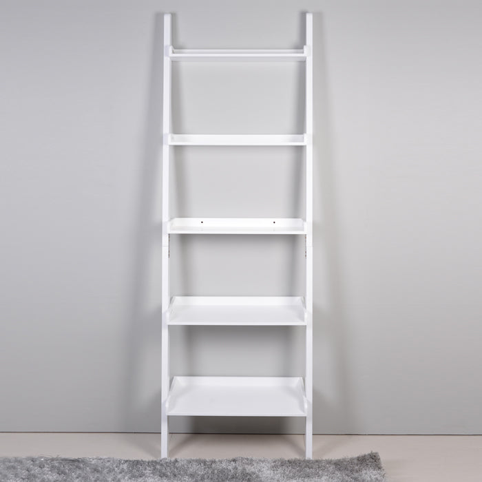 ViscoLogic Bookshelf - Ladder Style - 5 Tier - White