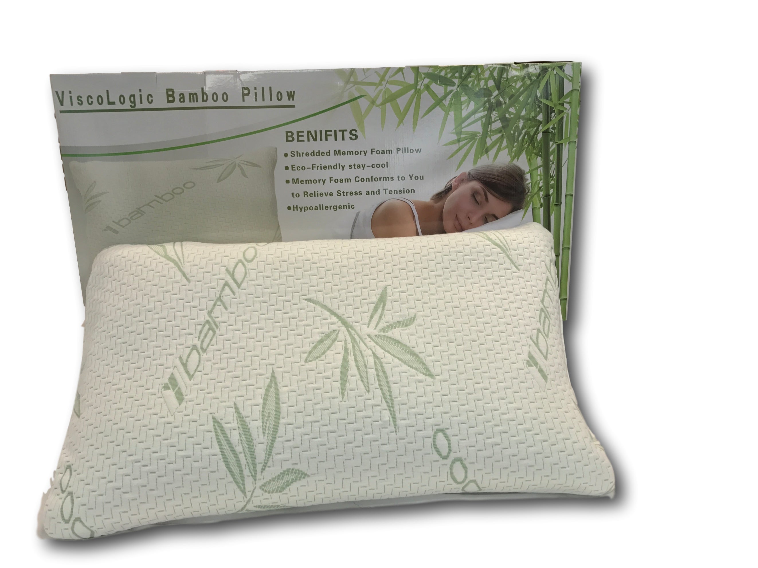 ViscoLogic Shredded Memory Foam pillows with Cool Bamboo Mix Fabric (Set of 2 - King)