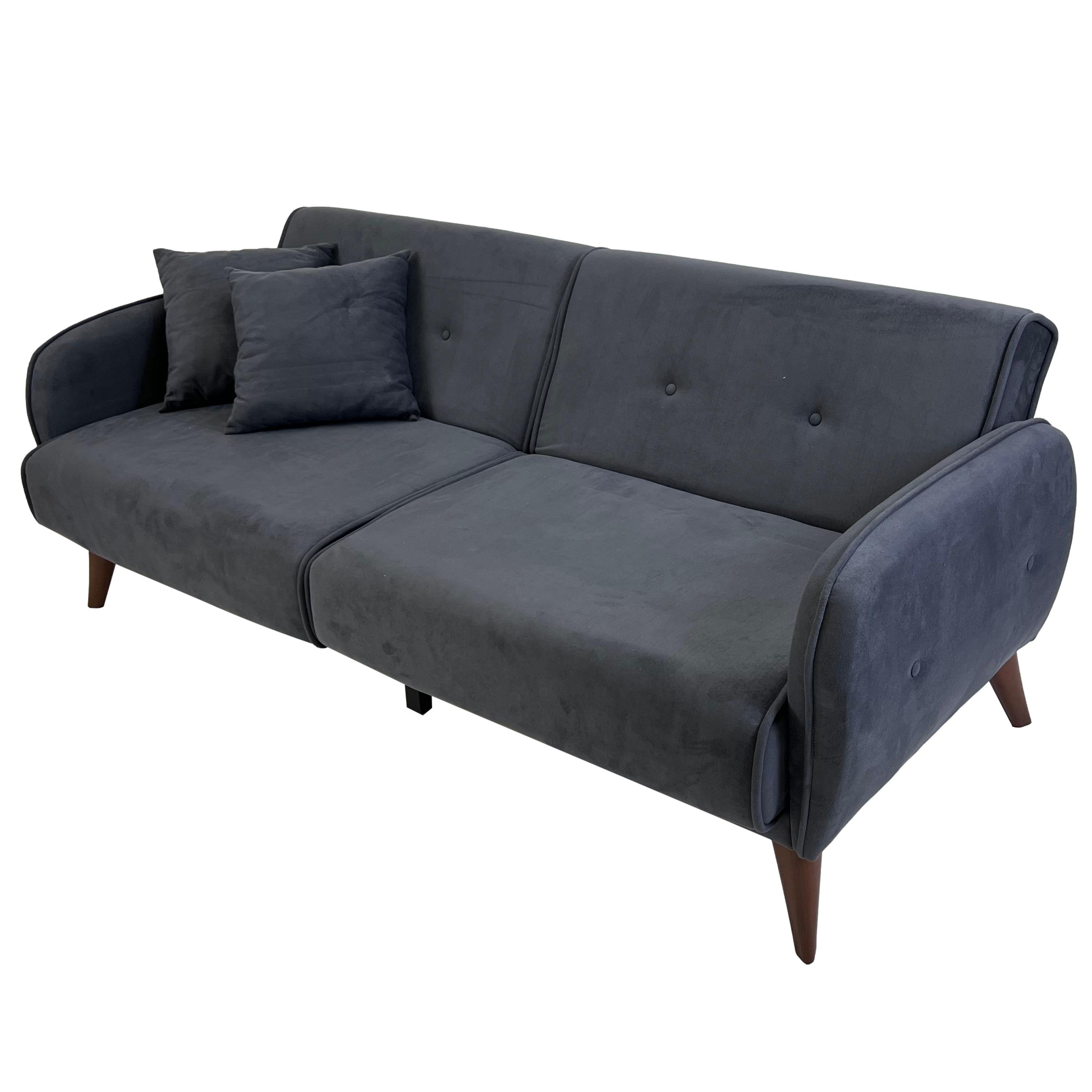 ViscoLogic SOFA2GO Velvet Convertible Sleeper Sofa/Sofa Bed 3-Seater(Grey)