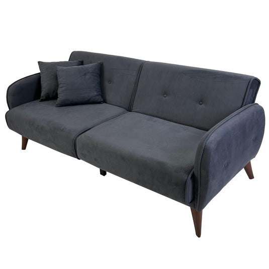 ViscoLogic SOFA2GO Velvet Convertible Sleeper Sofa/Sofa Bed 3-Seater(Grey)