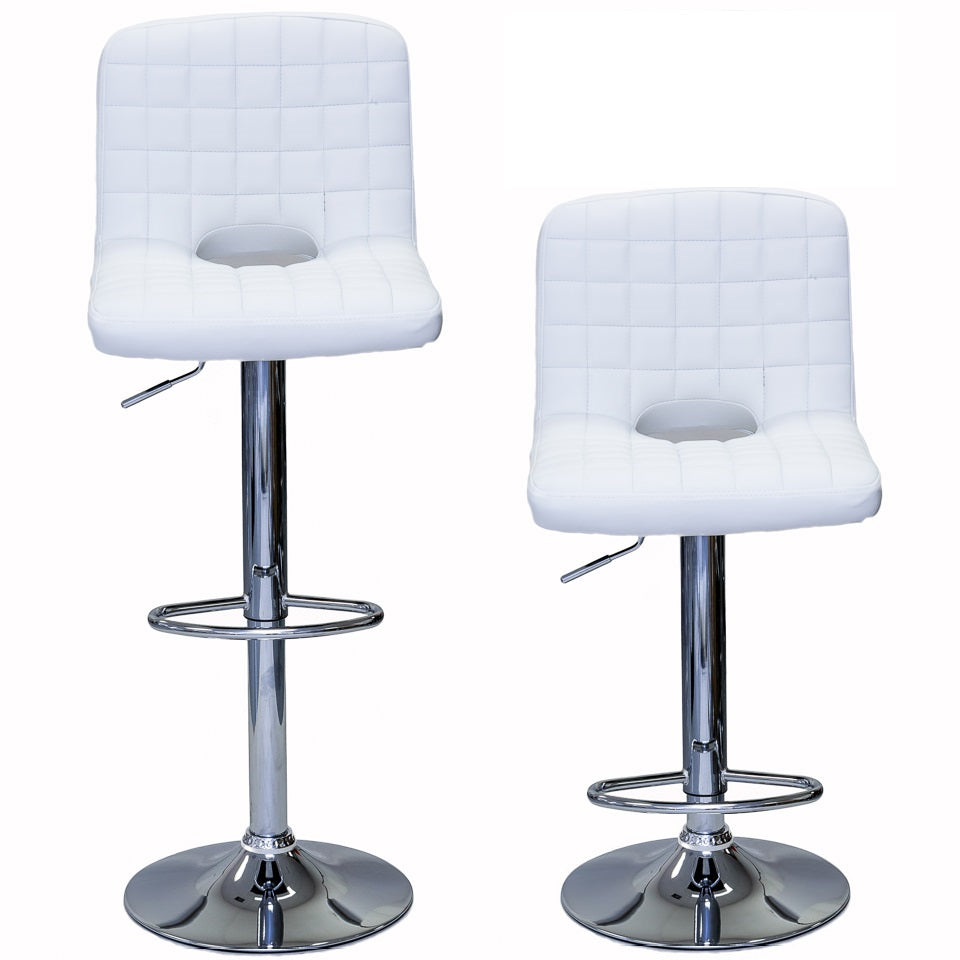 WHOLE SALE PRICE - ViscoLogic MONOCO Swivel Leatherette Adjustable Hydraulic Bar Stools (White) Set of 2