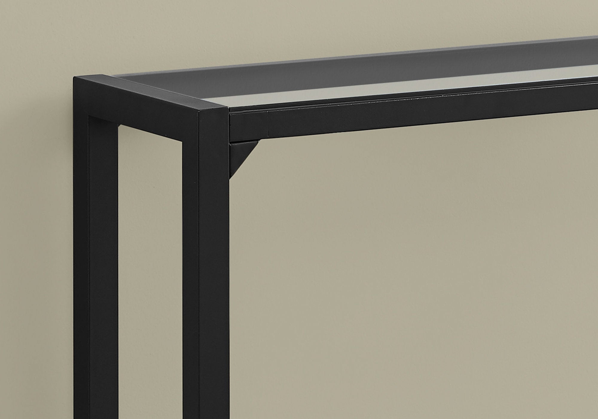 Accent Table - 42"L / Black / Tempered Glass Hall Console