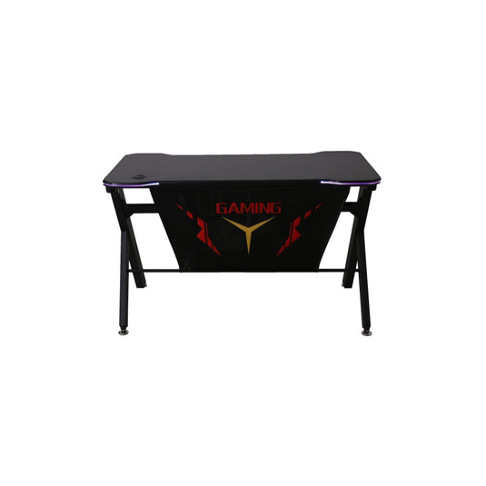 ViscoLogic Gaming Desk Computer Table R - Shape Sports Racing Table with LED Lights