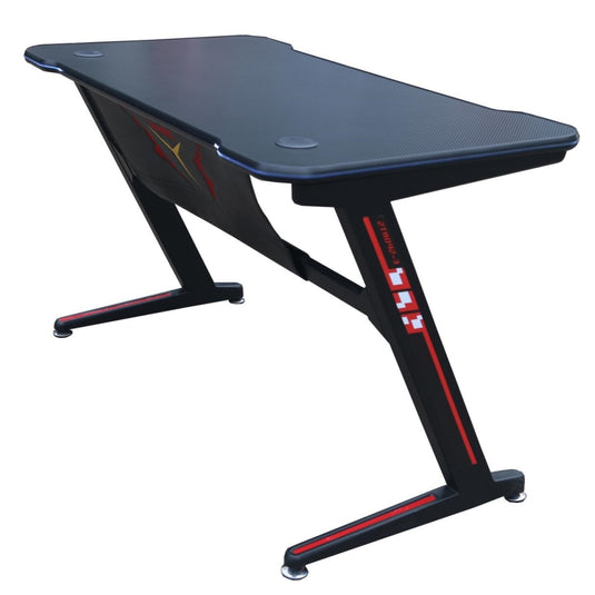 ViscoLogic Gaming Desk Computer Table Z- Shape Sports Racing Table with LED Lights