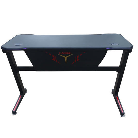 ViscoLogic Gaming Desk Computer Table Z- Shape Sports Racing Table with LED Lights